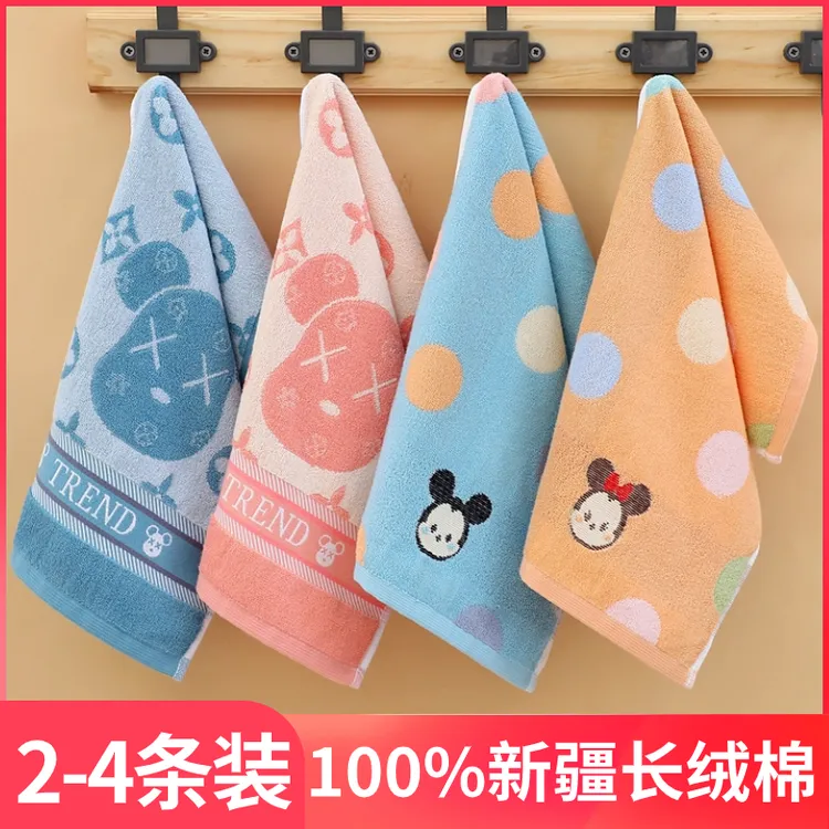 儿童毛巾纯棉柔软吸水不掉毛男女宝宝家用洗澡全棉洗脸卡通面巾
