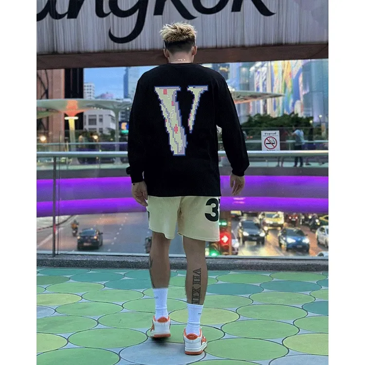 潮牌潮流宽松简约设计感打底衫男款秋季美式高街字母印花长袖T恤