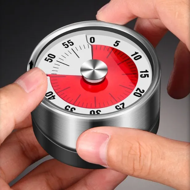 厨房计时器机械烹饪磁吸时间管理器定时器厨房旋转不锈钢倒计时