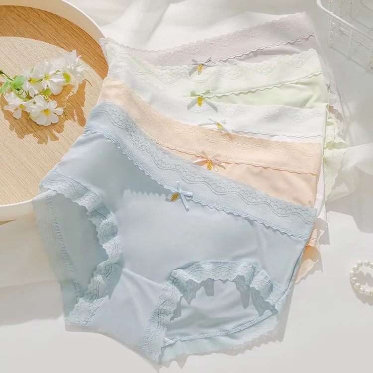 【3件装】内裤女新款夏季冰丝抗菌裆透气高弹中腰少女无痕薄款时尚