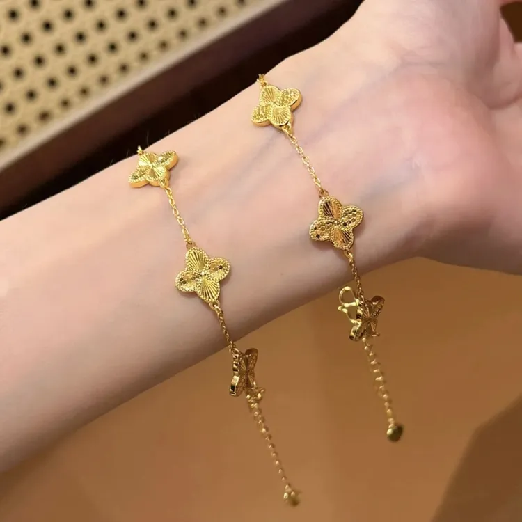 黄铜手链 新中式新中式古法满天星手链金色饰品小众镭射五花气质