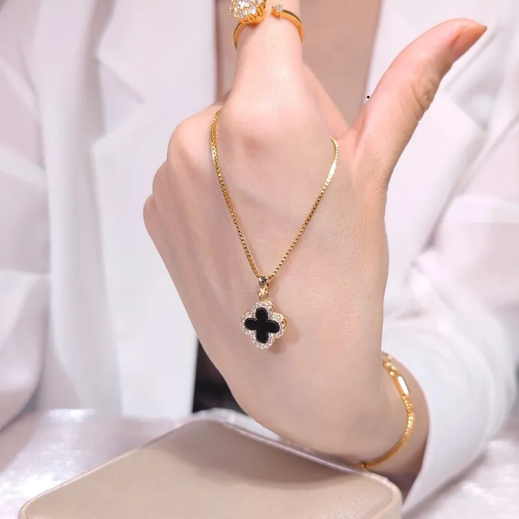 钛钢项链 网红百搭气质时尚锁骨链不掉色双面小众简约坠链两戴