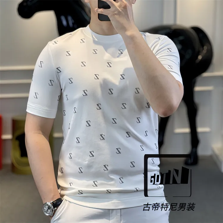 <古帝特尼>秋冬新款男士潮流欧货时尚百搭莫代尔圆领T恤Z+1027