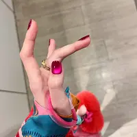 【火龙果】玻璃珠猫眼辣妹风显白夏日美甲穿戴甲质感短甲指甲贴