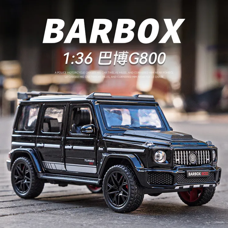 奔驰大G巴博斯G800合金车模型玩具回力声光可开门仿真摆件1:36