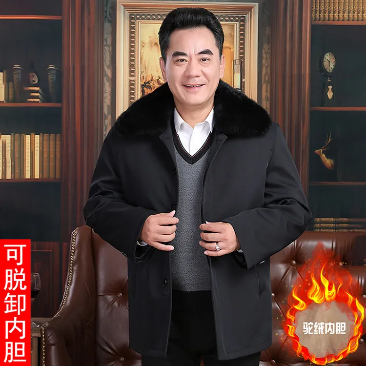 0301【活里活面】【驼绒内胆】冬季爆款加厚棉衣中老年尼克服爸爸装