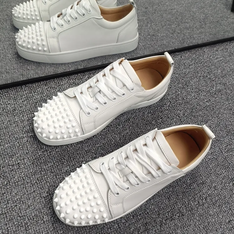 2025新款cl-3头层牛皮铆钉平底系带圆头低帮男鞋