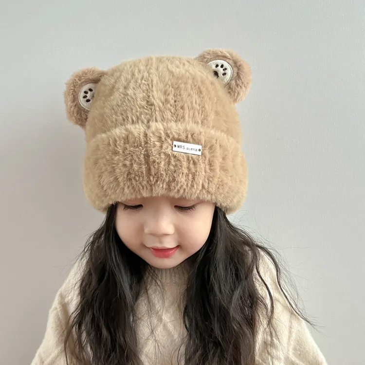 儿童帽子秋冬季女童毛线帽防寒护耳女孩冬款2025新款针织帽宝宝帽