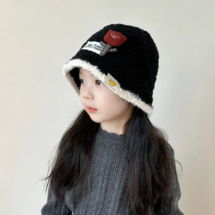 女童帽子秋冬季渔夫帽冬款儿童毛线帽2025新款女孩针织帽盆帽保暖
