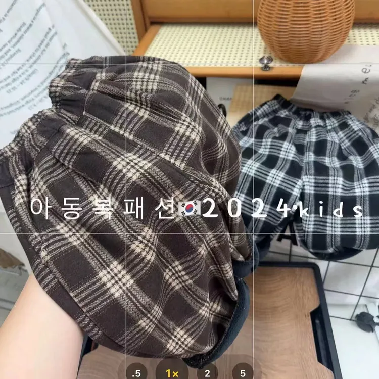 韩国格子裤~加绒奶敷敷裤型