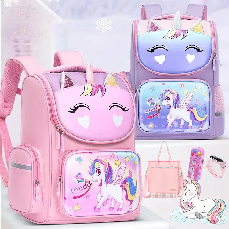 儿童书包小学生女孩公主独角兽卡通轻便双肩包一二三四五六年级