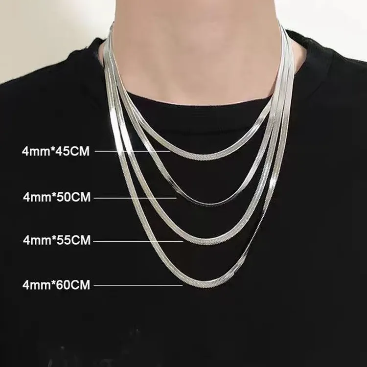 钛钢项链 简约蛇骨项链男素链嘻哈扁刀片锁骨链百搭ins小众颈链女