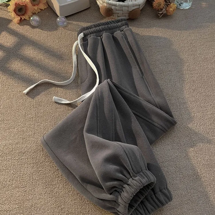 男生秋季宽松显瘦百搭灰色运动裤男潮牌港风束脚卫裤美式休闲裤子
