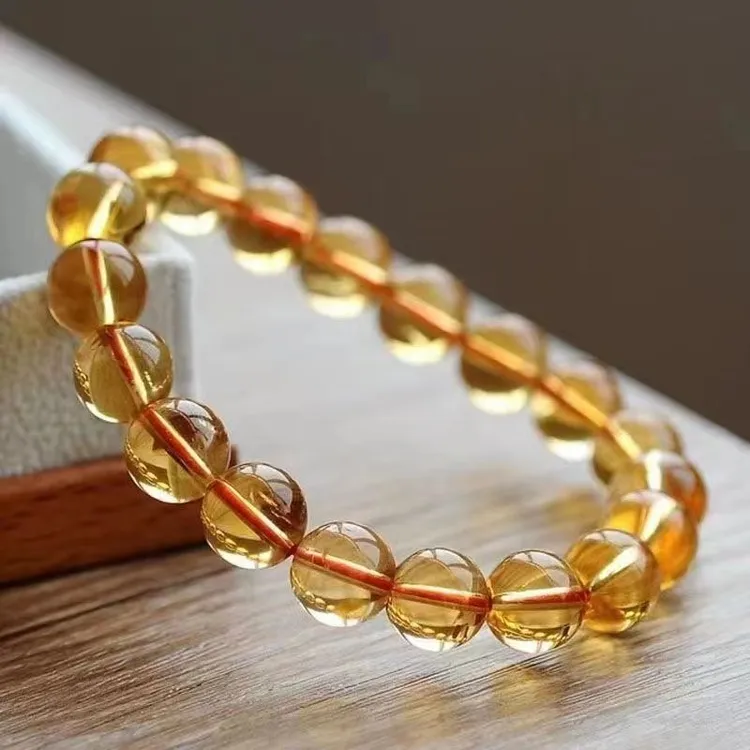 天然黄水晶男女同款手链巴西黄水晶(基地发货带证书