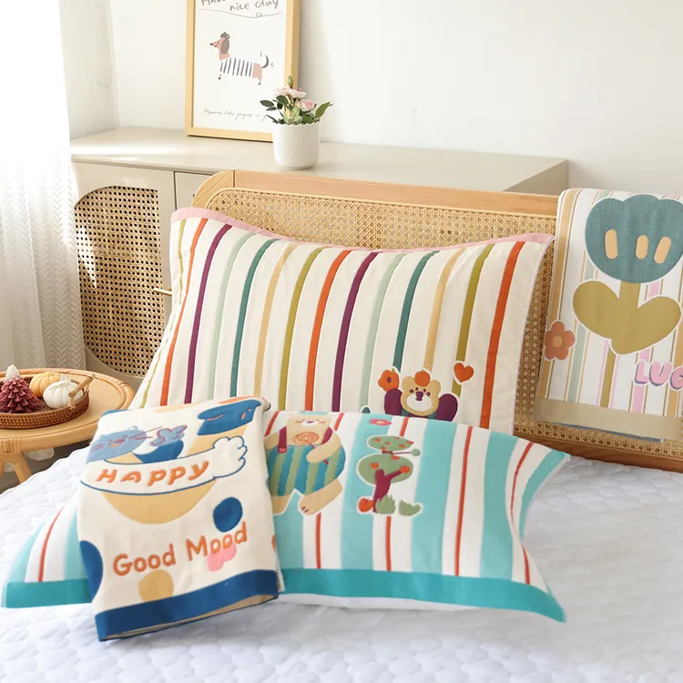 八层纯棉纱布枕巾一对装四季柔软透气加厚盖巾家用全棉枕头巾高档