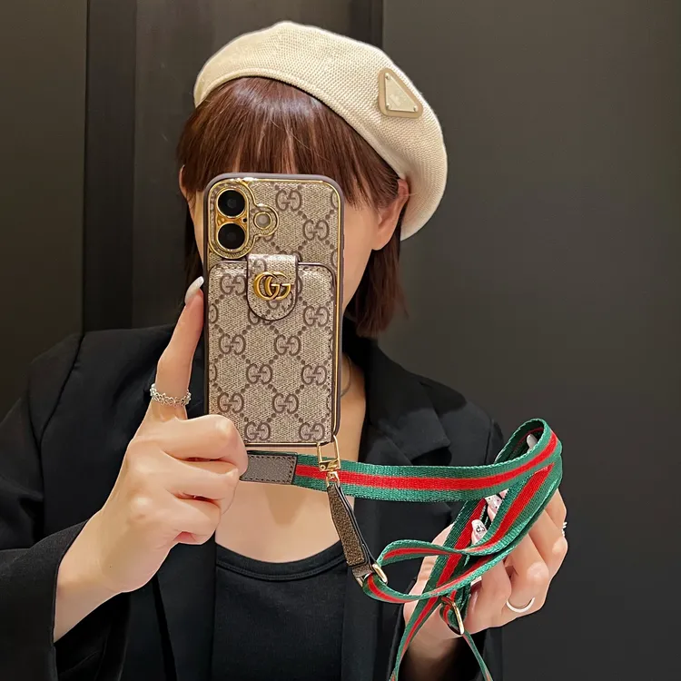 大牌斜跨卡包适用苹果15ProMax手机壳高端14奢华iPhone16网红潮套