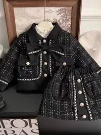 017女童冬款高品质重工洋气年货夹棉加厚小香风套装