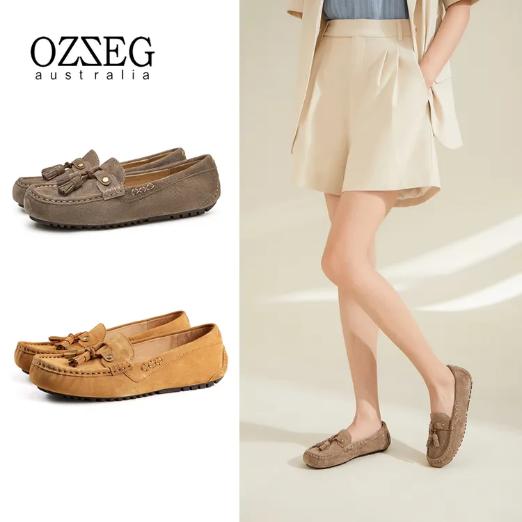 OZZEG豆豆鞋2025秋季休闲一脚蹬久穿不累平底鞋孕妇单鞋女223303