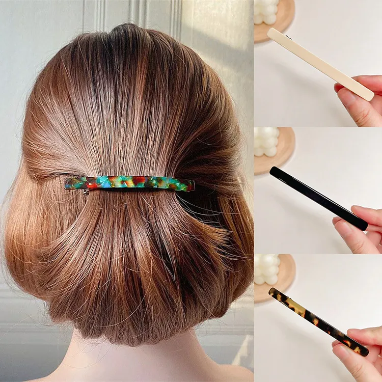 韩国醋酸花纹一字夹小号弹簧夹横夹半丸子发夹半夹发卡大夹子发饰