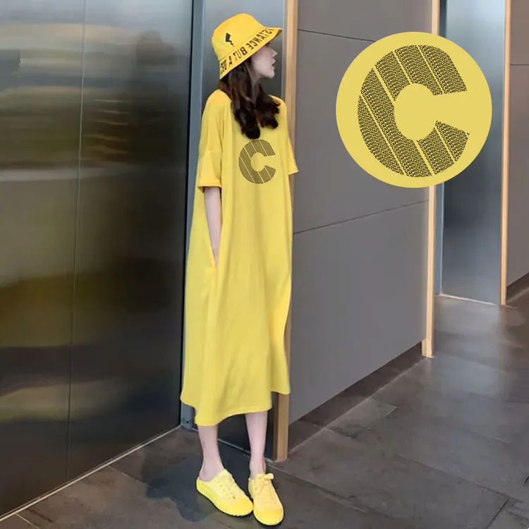 中高个子长款T恤裙女夏季短袖大码宽松中长款夏季大码中长连衣裙