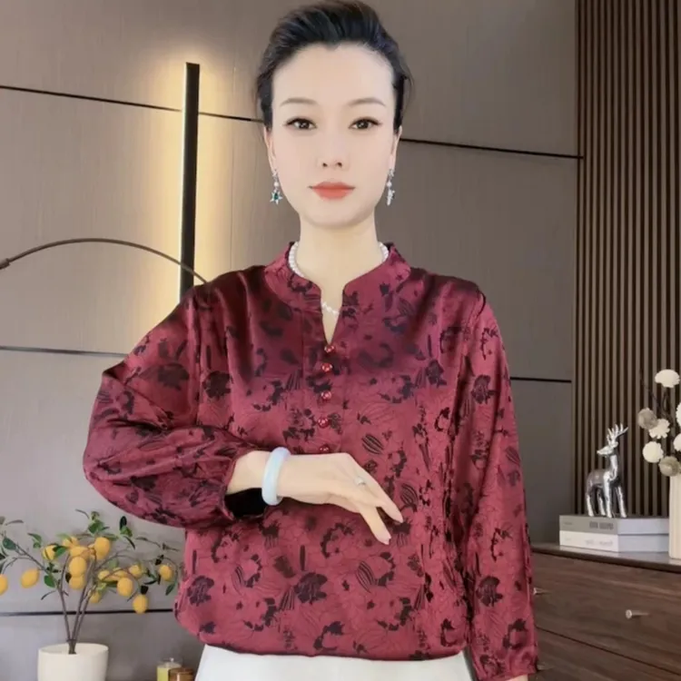 【鸿运当头】妈妈装夏装薄款时尚复古国风短袖小衫中老年女装显瘦减