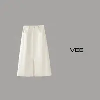【短视频】VEE【爱丁堡少女】高腰开衩时尚宽松纯色休闲女装中长半裙