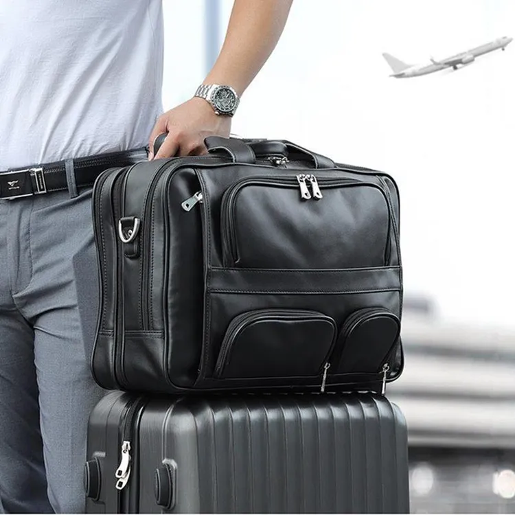 横款真皮男包头层牛皮17寸男士公文包旅行出差手提大容量商务黑色