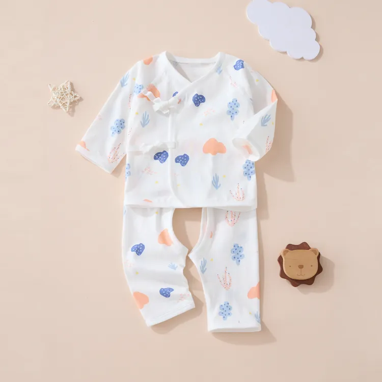 套装婴儿衣服夏季薄款新生儿纯棉和尚服初生满月宝宝无骨0-6个月