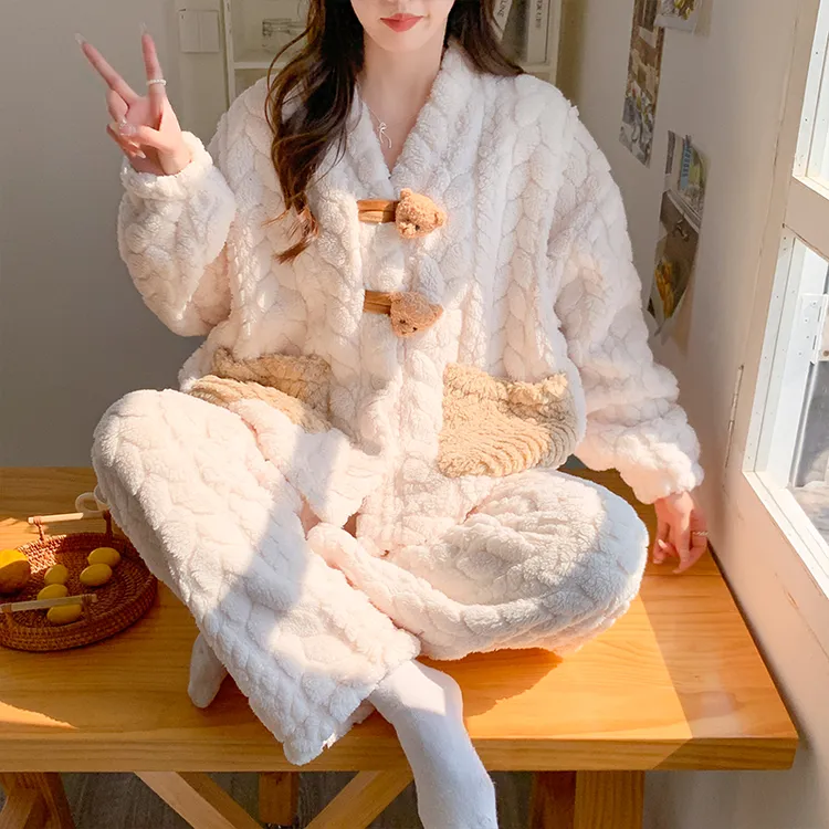 珊瑚绒月子服冬季产后产妇哺乳两件套12月份孕妇睡衣秋冬加厚大码