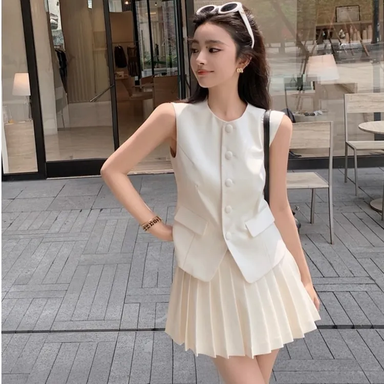 Lilylikes“Di*r风奢级马甲+裤裙两件套”高級骨感面料重工时尚套装