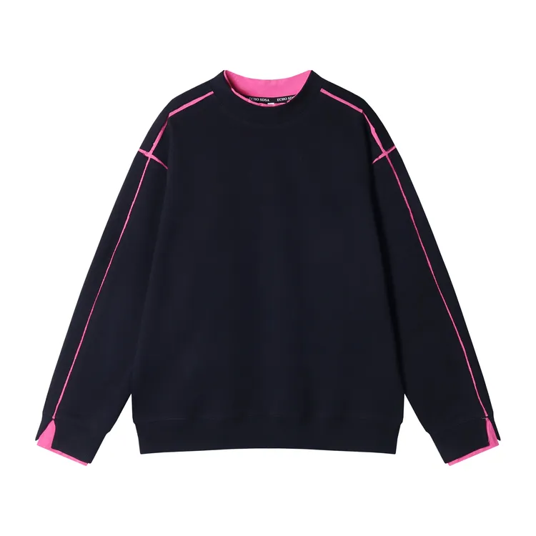 WY760-DY秋冬新款时尚个性美式撞色圆领长袖卫衣时尚宽松百搭上衣