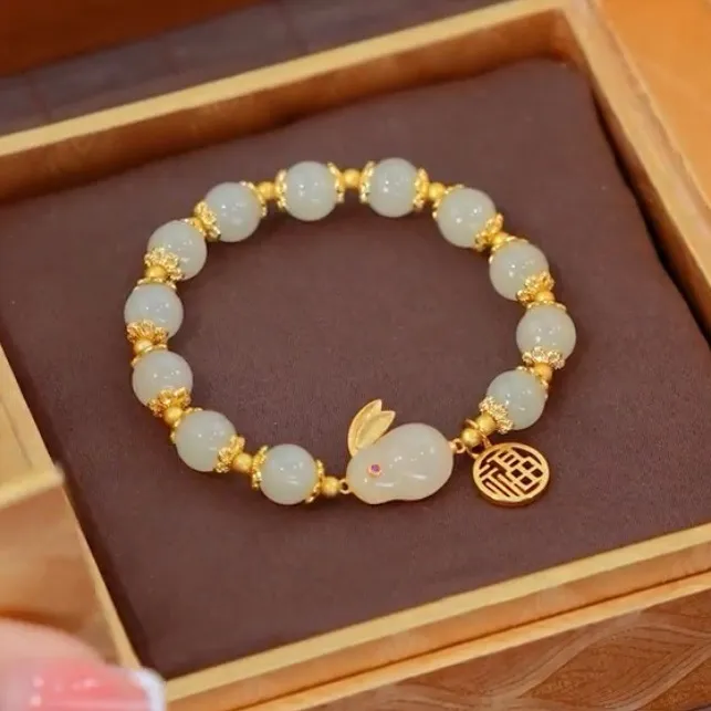 铜合金手链 玉兔手链女款新款爆款百搭兔子手串网红配饰品