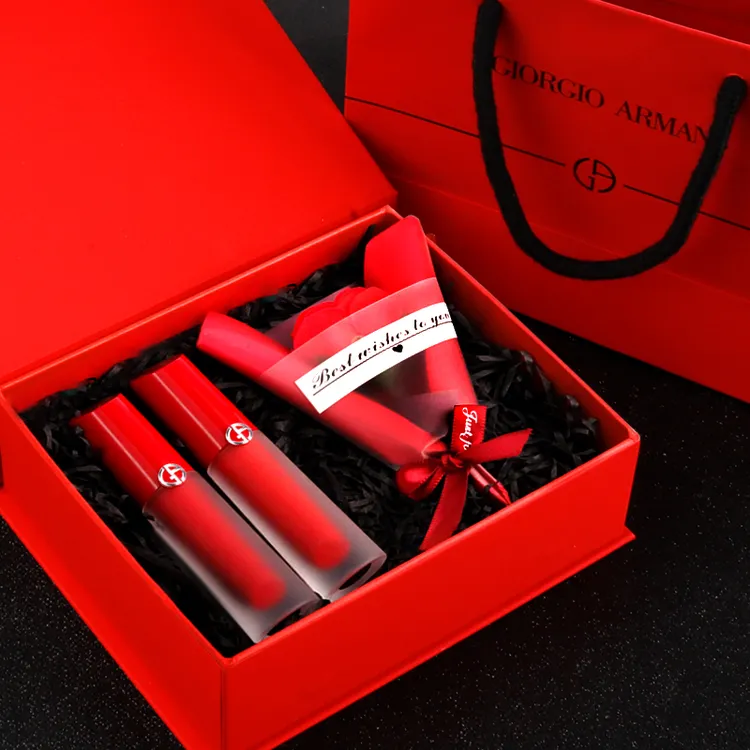 GIORGIO ARMANI/阿玛尼红管缎光唇釉02+04 女神节双支水胖丁礼盒