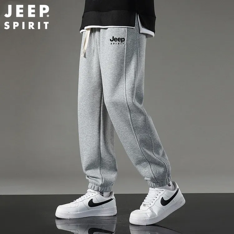 JEEP SPIRIT运动休闲裤男春款卫裤宽松夏季束脚纯棉秋冬加绒加厚