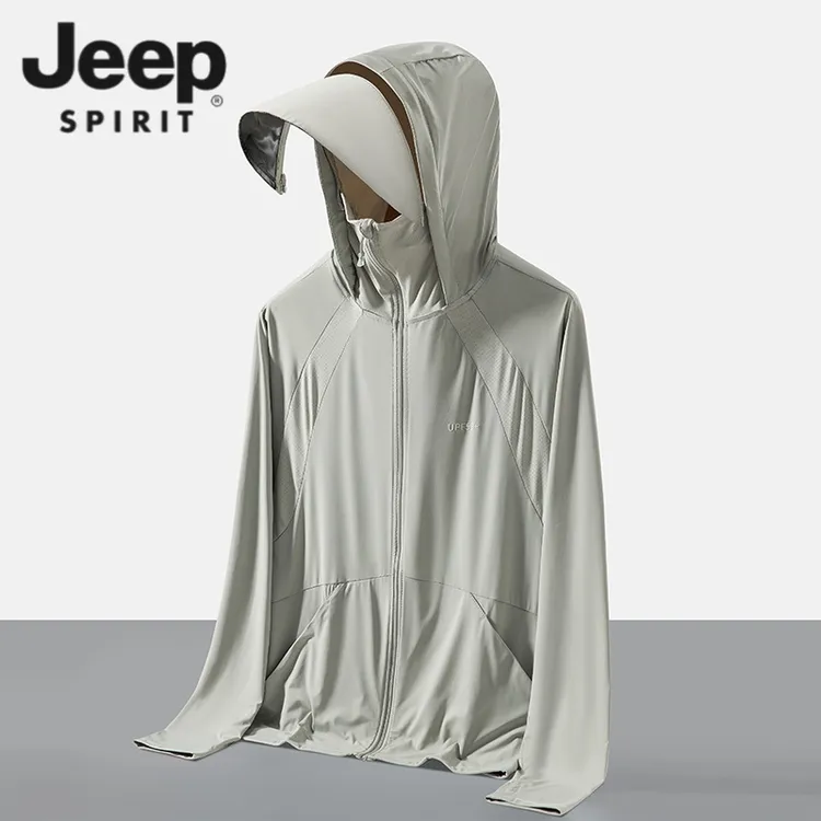 jeep吉普夏季冰丝防晒衣男女同款户外运动防紫外线情侣款皮肤衣