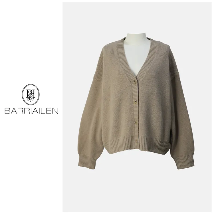 BARRIAILEN | 100%羊毛气质多色系简约长袖宽松针织衫-2410050