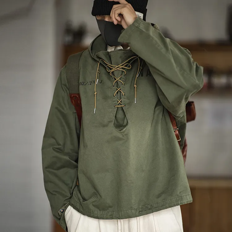 马登工装美式复古休闲甲板服短款风衣恶劣天气外套卫衣连帽衫男