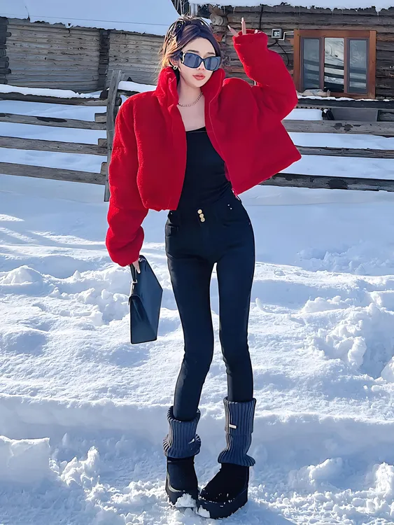 高级感短款辣妹颗粒毛外套女2025冬季新款气质高腰别致小众外套女