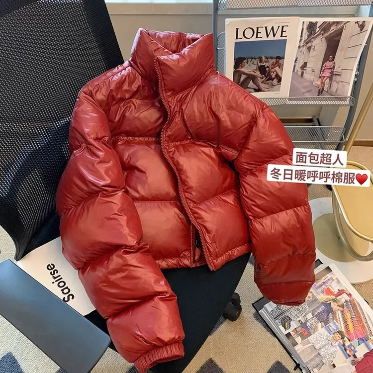 高级感红色立领短款小个子棉服2025年加厚保暖辣妹风小众棉袄外套