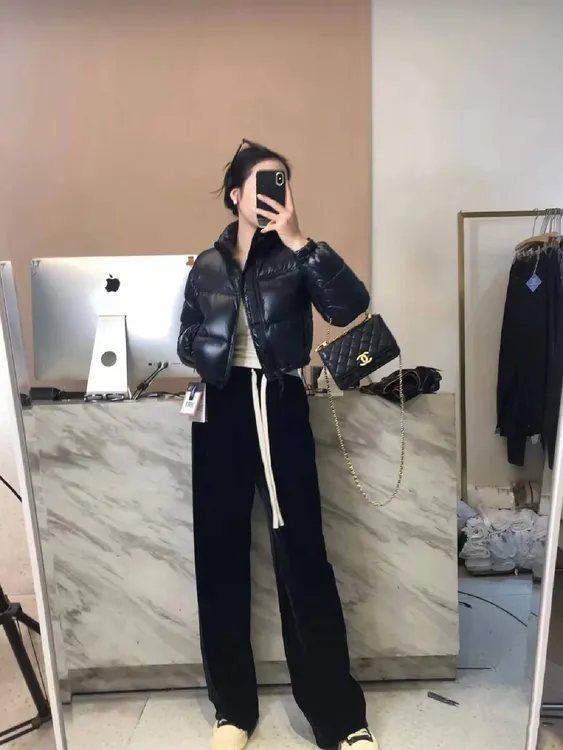 立领黑色百搭洋气棉服女设计感小个子长袖短款加厚保暖棉衣外套女