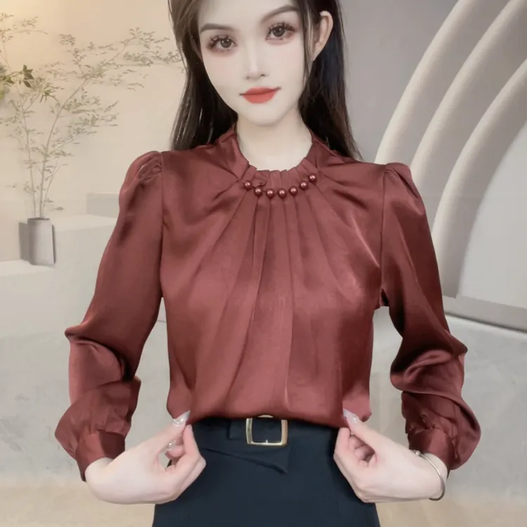 秋季新款衬衫女士时尚气质百搭高级感衬衣长袖洋气减龄显瘦上衣