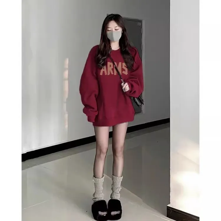 【280g常规款】新款纯棉卫衣长袖圆领慵懒风百搭宽松龙年卫衣女