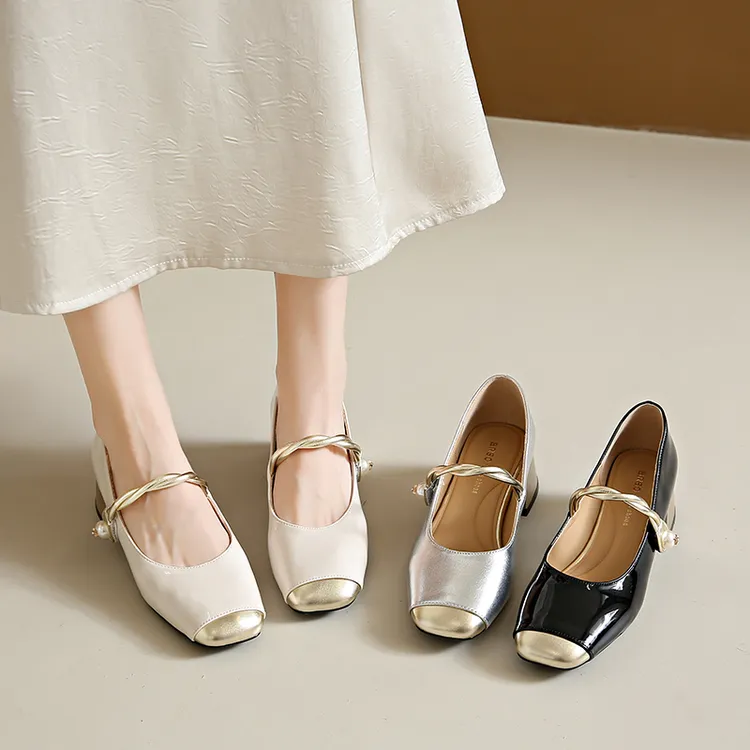 玛丽珍鞋女2024夏季新款晚晚风温柔浅口单鞋高级感粗跟中跟小皮鞋