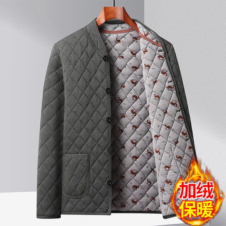 爸爸冬装棉服老头男士小棉袄加绒加厚中老年人棉衣爷爷外套秋冬季