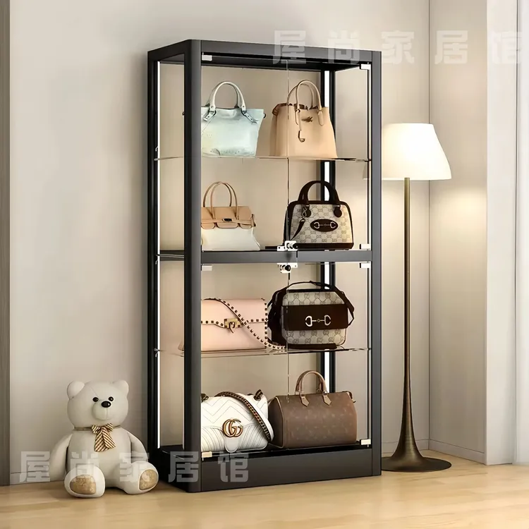 轻奢包包玻璃展示柜首饰收纳储物柜玩具手办陈列柜带锁乐高收藏柜