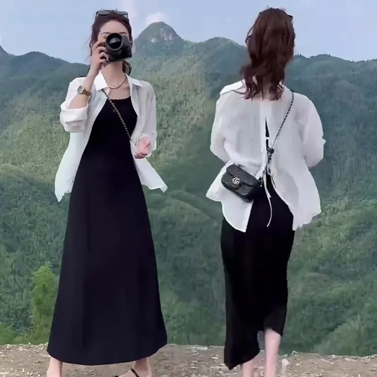 法式别致开叉防晒衬衫女夏天时尚薄款外套外搭设计感小众宽松开衫