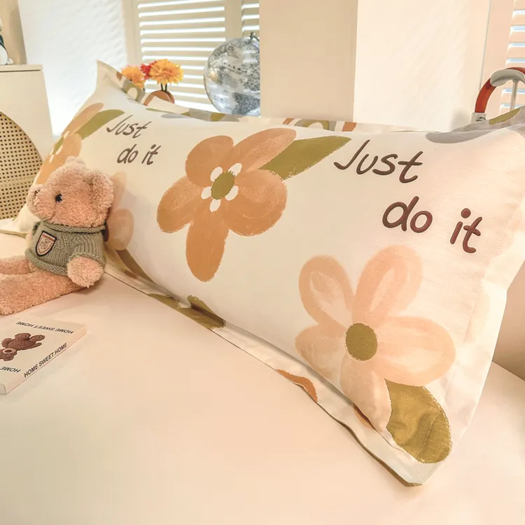 双人枕套纯棉1.2米100%全棉双人长枕头套1.5米长款一米五