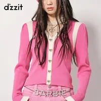 【专属】dzzit地素修身多巴胺撞色V领长袖开衫上衣女