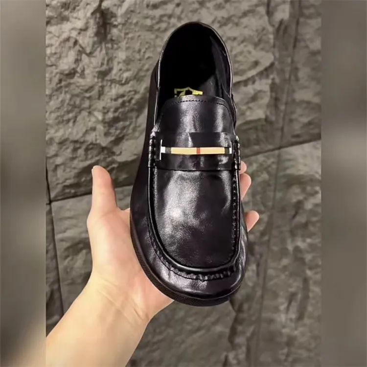 一脚蹬乐福鞋男2024新款豆豆鞋软牛皮休闲鞋男软底开车鞋