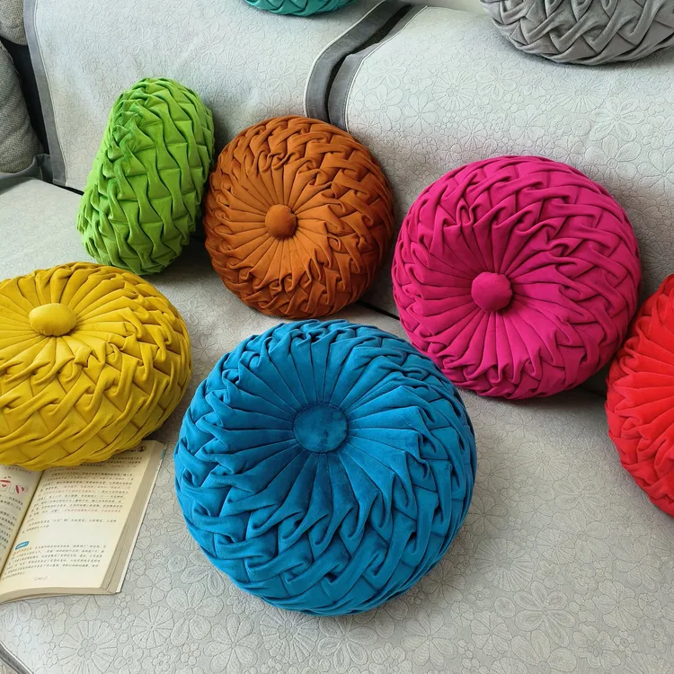 新款小六手工成品diy材料包天鹅绒手工抱枕富贵花边元宝如意靠垫